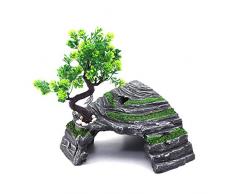 Omem - Abri pour reptiles - Terrarium - Cachette - Rampe pour tortue - Plateforme - Décoration dhabitat - Humidificateur - Cachette en résine