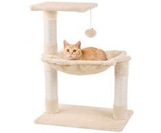 Mcdear Arbre à Chat Griffoir Chats Poteau à Griffer en Sisal Peluche avec Boule Hamac 70cm Beige