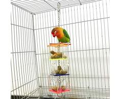 FBGood Mangeoire à Oiseaux Mangeoire Innovante pour Oiseaux de Compagnie Distributeur Suspendu, Accessoires Acryliques pour Oiseaux de Compagnie Toy Perroquet Jouet à Suspendre Oiseau (Multicolore)