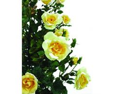 Arbuste artificiel, rosier, 29 fleurs, 850 feuilles, jaune, 140 cm - roses artificielles jaunes / petit arbre artificiel fleuri - artplants