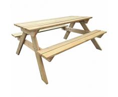 vidaXL Bois Table de Pique-Nique Table de Jardin Terrasse Meuble Extérieur