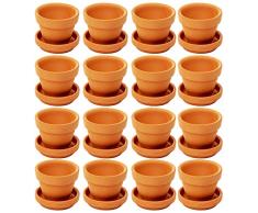 Petite Terre cuite Pots avec Saucer- Bulk Argile Pots de fleurs avec soucoupes, Mini pot de fleurs Pots de fleurs pour lintérieur, extérieur, Plante, Succulente écran 2.2 x 2.2 x 1.9 inches marron
