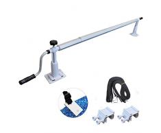 Linxor France ® Enrouleur de bâche à bulles pour piscine hors sol extensible de 1.37m à 6.15m avec pinces - Norme CE