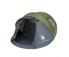 SFZDJIA 4-6 Personnes Tente De Pop Up avec Vestibule,Double Couche Imperméable Grande Taille Famille Tente De Camping,ventilé Fenêtres Mesh Tentes Dôme Installation Facile Vert 149 * 102 * 51in