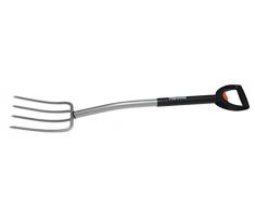 Fiskars Fourche à bêcher télescopique pour sol dur et caillouteux, 4 dents, Longueur totale: 105-125 cm, Acier au bore haute qualité, Noir/Argenté, SmartFit, 1000630