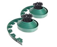 VOUNOT Lot de 2 Bordure de Jardin en Plastique 10 mètres avec 30 Piquets dancrage Bordurette de Pelouse Flexible Bordure de Gazon avec piquets solides Idée de jardin Hauteur 50mm, Epaisseur 4mm