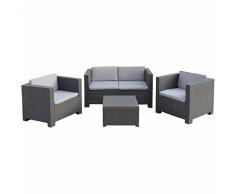 Concept-Usine Ankara : Salon de jardin 4 places effet résine tressée gris