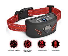 MaxTronic Collier Anti-Aboiement Électrique Efficace, Vibration, Bips Sonores, Choc Mode Désactivé Possible, Stimulations Réglables, Intelligent Détection Automatique pour Petit, Moyen et Grand Chien