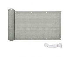 HENGMEI 90X600cm Brise Vue pour Balcon Écran de balcon Ecran HDPE dintimité Toile de balcon protection contre les regards avec Oeillets et Cordons, Gris