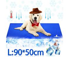 Wimypet Tapis rafraîchissant pour Chien, Grand Tapis rafraîchissant Refroidissement pour Animaux de Compagnie en été Chaud, Gel Non Toxique activé par Pression Oxford+PVC depaisseur, 90x50CM