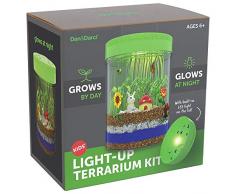 Dan&Darci Kit de Terrarium pour Enfants avec Eclairage LED sur Couvercle | Construisez Votre Terrarium Qui sallume la Nuit avec de Vraies Lumières LED | Kits Cadeaux pour Enfants | Jouets Enfants