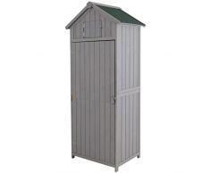 Outsunny Armoire abri de Jardin Remise pour Outils 3 étagères 2 Porte loquets Toit Pente bitumé 77L x 54l x 179H cm pin Massif traité Gris