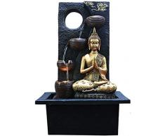 Zen intérieur Fontaine deau avec Pompe à Eau - Statue de Bouddha de Pierre gemme Feng Shui Ornements Grand pour Bureau, Salon, Chambre,A