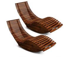 Deuba 2X Chaise Longue à Bascule en Bois dacacia Ergonomique certifiée FSC Bain de Soleil Transat Jardin Terrasse