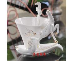 Bocal À Vin Cheval Tasse À Café En Porcelaine Thé Lait Ensemble Créatif En Verre Céramique Bone Européen Chine Cadeaux Créatifs, Blanc, 150Ml
