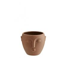 Madam Stoltz Pot de fleurs en terre cuite avec gaufrage visage 14 x 12 cm