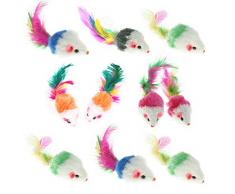 Airsun Lot de 10 jouets à fourrure Souris pour chat animal de compagnie