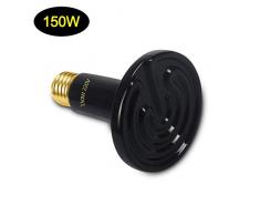 WUHOSTAM 150W Lampe Terrarium Chaleur Infrarouge en céramique Chauffage pour Reptile Ampoule pour Tortue/Lizard/Snake/Spider/Poulet Cooper E27 AC220V Noir Lot de 1
