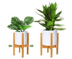 RIOGOO Support pour Plantes, présentoir de Pot de Fleur en Bois, Porte-Plante en Bois rétro, mi-siècle, Support en Pot pour intérieur et extérieur, jardinière jusquà 12 Pouces, Naturel(1 Paquet)