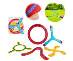 deAO 5 Boomerang Colorés, Superbe Activité Sportif d’Extérieur pour Les Jeunes Débutants