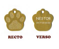 Medaille gravee Chien Chat modele Petite Patte de Chat calinette Or