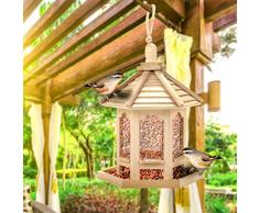 duquanxinquan Mangeoire pour Oiseau,Lanterne en Bois décoration à Suspendre,Mangeoire à Oiseaux Distributeur Suspendu Imperméable d’Extérieur Mangeoire pour décorer Votre Jardin