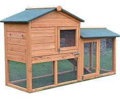 FeelGoodUK Clapier/Cage à Cochon dInde à Double étage Tiroir à déjections Inclus (Bunny House Natural)