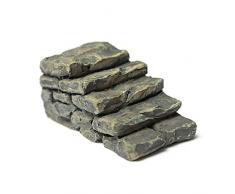 SODIAL(R) Miniature resine Pont escalier Jardin Fee Ornement Fleur Plante en pot Decoration d'interieur Bonsai Artisanat Escaliers Gris Droit