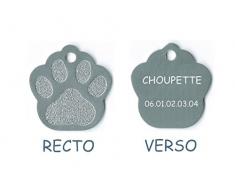 Medaille gravee Chien Chat modele Petite Patte de Chat calinette Argent