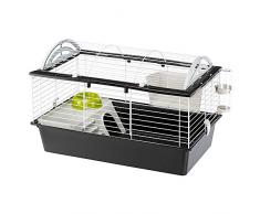Ferplast Casita 80 Cage Conçue avec Toit Arrondi, Accessoire Inclus, en Métal Vernis Blanc et Plastique pour Lapins, Cochons dinde et Petits Animaux, 78 x 48 x 50 cm