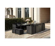 JFB Le Vito : Salon Jardin Noir encastrable en résine 12 Personnes