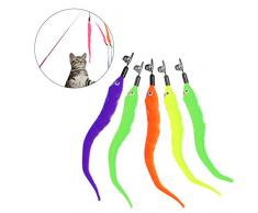 UEETEK 5PCS Jouets à Plume Artificiel Chat Rechange de Baguette Jouet Interactif pour chat