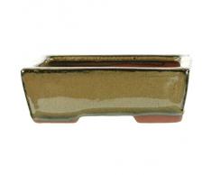 Pot à bonsaï 15x11.5x5cm olive rectangulaire en grès émaillé