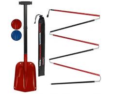 ALPIDEX Pelle Neige Telesopique et Sonde Avalanche Aluminium, Couleur:Red - 260 cm