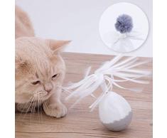 HAPPY HACHI Jouet pour chat interactif, jouet électronique chat intelligent Jouet Culbuto auto-rotative à 360 degrés jouet balle avec 2 têtes de remplacement Drôle Chaser pour chatons (Piles Incluses)