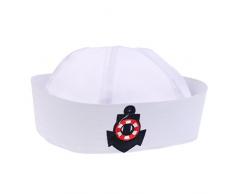 IPOTCH Chapeau De Marine Chapeau avec Ancre Marin Blanc Enfant Blanc pour Dressage Quotidien, Fête dHabillage - Petit Ancre Bleue Marine, 58cm