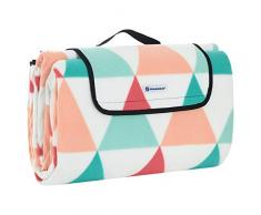 SONGMICS Couverture de pique-nique, 200 x 200 cm, Tapis de plage, gand, pour camping, parc, cour, surface imperméable, pliable, motif triangle, Vert et rouge GCM70RJ