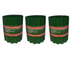 ARTECSIS 3X Bordure de Jardin en Plastique, 9 m x 20 cm, Bordure de pelouse Flexible, Bande de délimitation, Vert