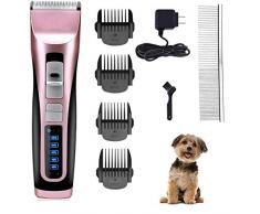 Tondeuse à Chien et Chat Toilettage 3-Vitesses Professionnel Animal Silencieux Rechargeable sans Fil Détachable, Rasoir Chien Clipper Chat Lame Détachable et Lavable, avec Handschuhe et Peigne