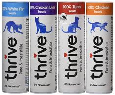 thrive Friandises Poulet 25 g/Poisson Blanc 15 g/Thon 25 g/Foie de Poulet 25 g pour Chat