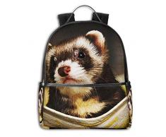 Sac à Dos Scolaire Cartable Sacs école Sac Dos Garçons Filles Sac de Camping Sac Voyage Mignon Furet dans hamac