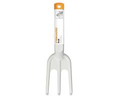 Fiskars Griffe de jardin à 3 dents, Longueur : 26,3 cm, Blanc/Orange, Plastique renforcé de fibres de verre, Light, 1027034