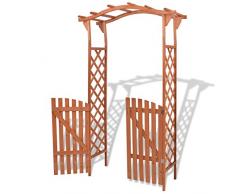 yorten Arche pour Jardin avec Portique Bois Massif Pergola en Bois Design Treillis 120 x 60 x 205 cm (l x P x H) Marron