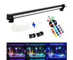 DOCEAN LED Lampe Aquarium Air Bulle, Led Fish Tank, Éclairage Subemersible Lumière de plongée SMD 5050 27LEDs avec Télécommande RF 24 boutons, RGB, 48CM