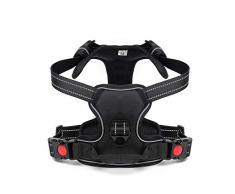 HAODIUSB88 Harnais Chien Poitrine de Sport Anti Traction Harnais Réglable Réfléchissant Gilet Chien Arnet Chien pour Formation de Chiens Grand/Moyen en Oxford Respirant Durable(M Noir)
