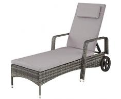 TecTake 800077 Chaise Longue Bain de Soleil en Résine Tressée Transat - diverses Couleurs au Choix - (Gris | no. 403225)