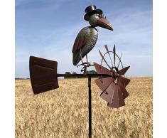 LORIGINALE DECO Girouette à Piqué Éolienne Tuteur Porte Plante Corbeau à Chapeau Coloré 156 cm