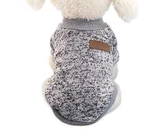 Idepet Chien de Compagnie Chien Pull, Chaud Chien Pulls Cat vêtements, Polaire Animal de Compagnie Manteau pour Chiot Petit Moyen Grand Chien, Rose et Gris (m, Gris)