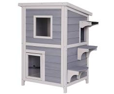 dibea Maison Cabane/Abri/Enclos pour Chat Gris