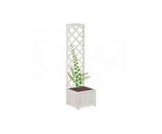 relaxdays, blanc Jardinière avec treillis espalier Tuteur plantes grimpantes bac à fleur bois vigne rose 25 L, 145,5 cm